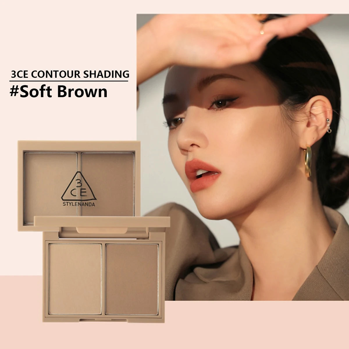 3CE Contour Shading,Long-Lasting Wear,Natural-Looking Contour,Lightweight,Buildable Coverage,Korean Cosmetic,Korean Makeup Vue Soft Brown