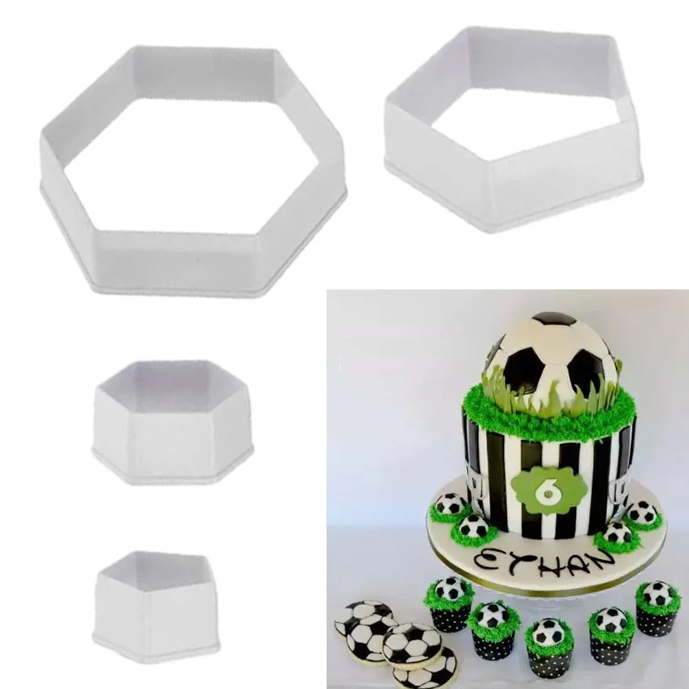 Hexagon Football Plastic Cookie Cutter Sugar Fondant Cake Soccer Pattern Cake Cookie Molds Cutters Decoration Mold Kitchen Tool Vue Default Title