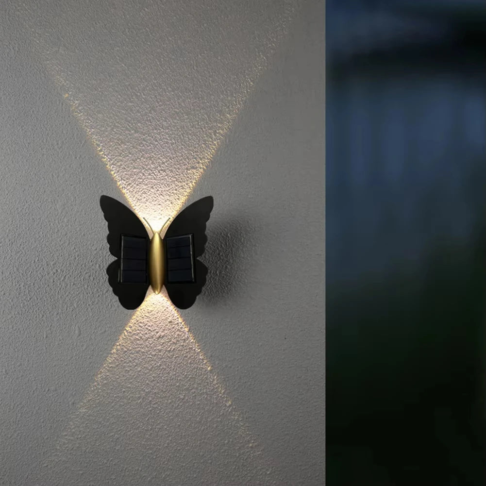 1-5PCS Solar Butterfly Wall Light IP65 Waterproof Modern Accent Lamp for Outdoor Stair Hallway Patio Balcony Garden Fence Vue