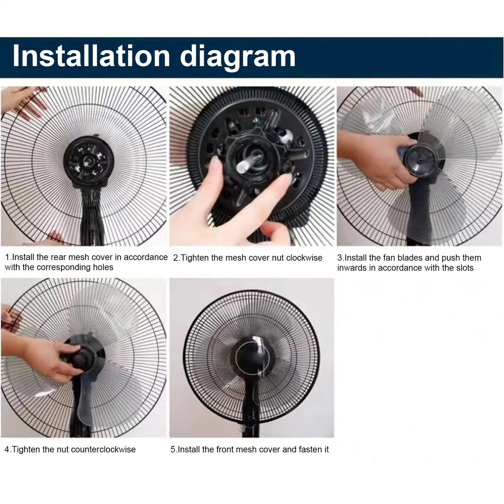 Universal 16 Inch Fan Blade Replacement Standing Floor Fan Leaf with Nut Cover Replacement Part for Living Room Bedroom Basement Vue