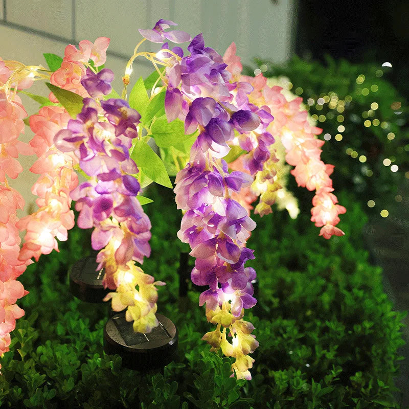 Solar powered wisteria flower lamp, outdoor plug-in grounding lamp, garden passage lighting, outdoor lighting Vue