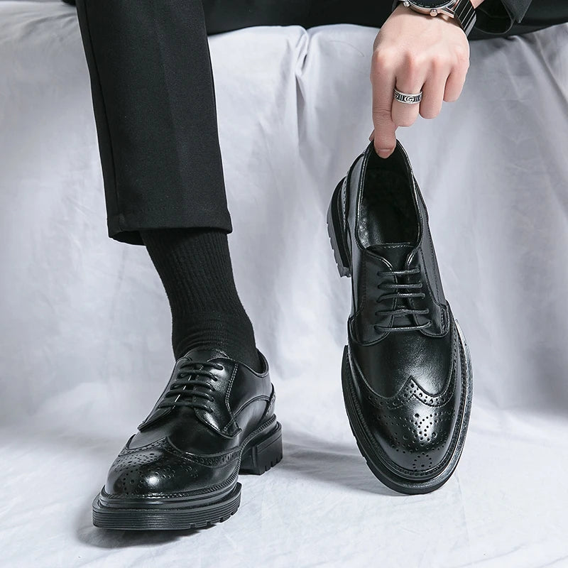 Men's Genuine Leather Pointed Toe Slip-On Dress Shoes Men's Dress Shoes Vue