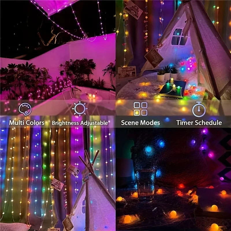 DIY Fairy Lights LED String Lights USB Rechargeable Waterproof Smart Bluetooth Music APP for Christmas Birthday Party Decoration Vue