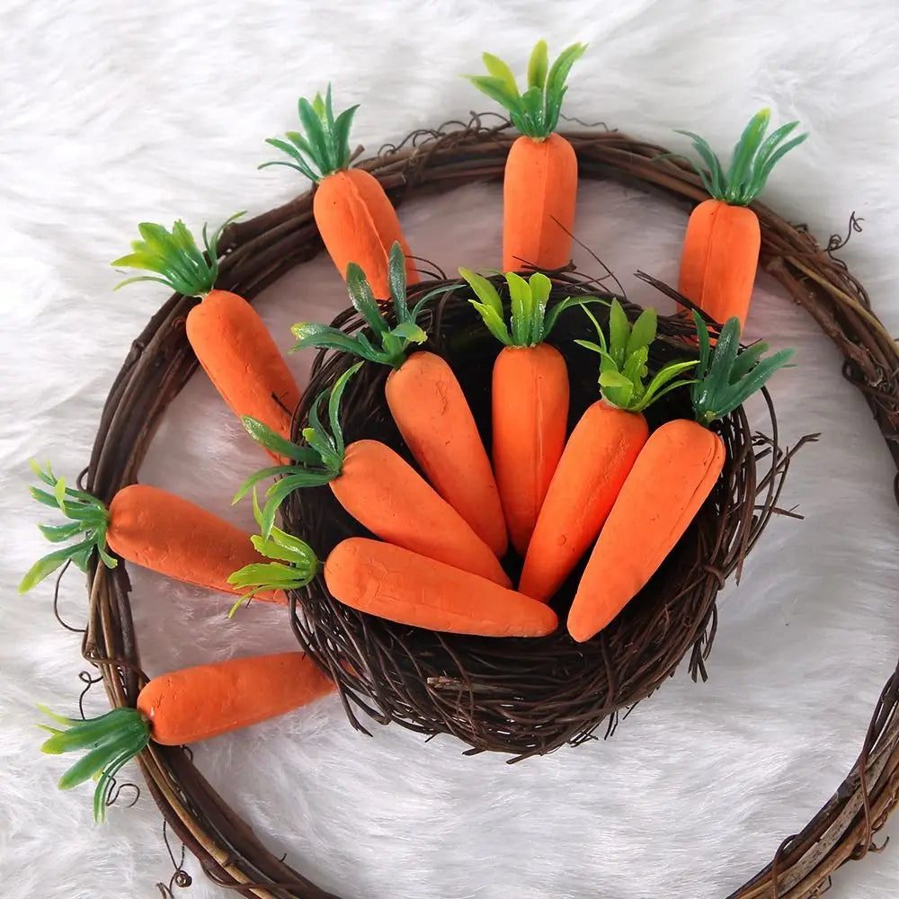12Pcs Creative Mini Easter Carrots Realistic DIY Craft Easter Carrot Pendant Lightweight Handmade Happy Easter Ornaments Vue