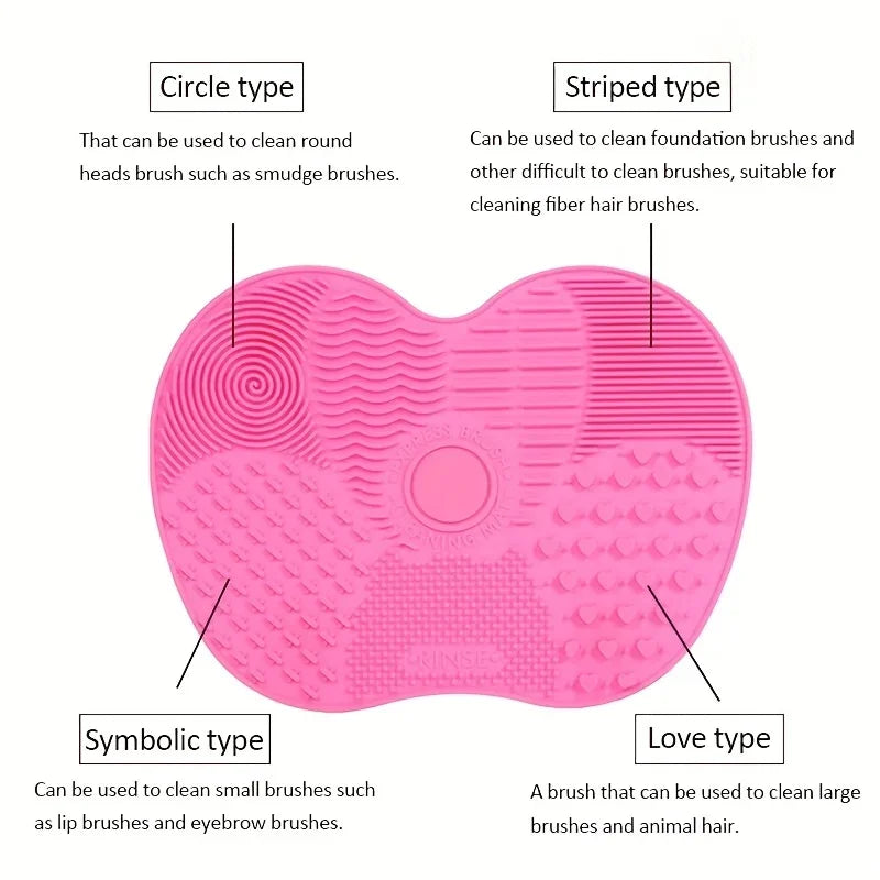 1Pc Cup Makeup Brush Cleaner Silicone Apple Cleaning-Shaped Pad With Suction For Effective Cosmetic Tool Vue