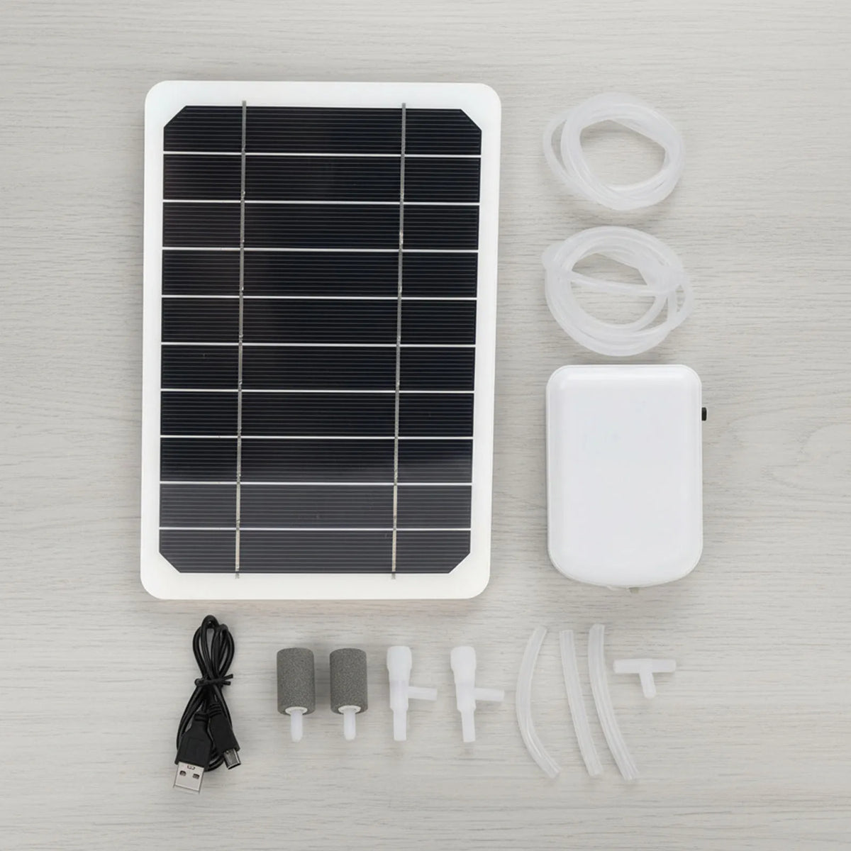 5W Solar Aquarium Aerator with 2000mAh Battery & Bubble Stones Solar Aquarium Aerator Vue