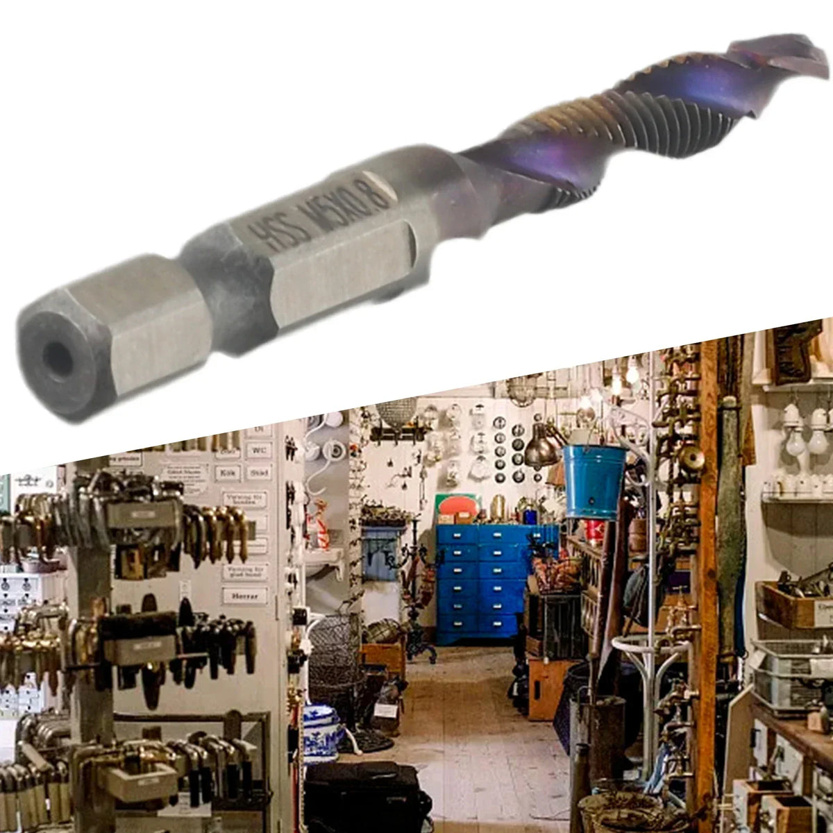 Titanium HSS 3-in-1 Compound Tap Drill Bit | M3–M10 Hex Shank Compound Tap Drill Bit Vue