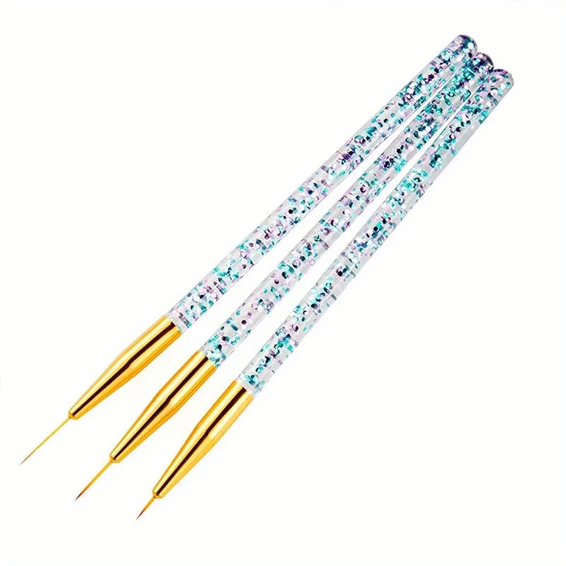 3/8Pcs French Stripe Nail Art Liner Brush Set Tips Line Drawing Pen UV Gel Painting Brushes Manicure Tools Vue 3Pcs Style 2