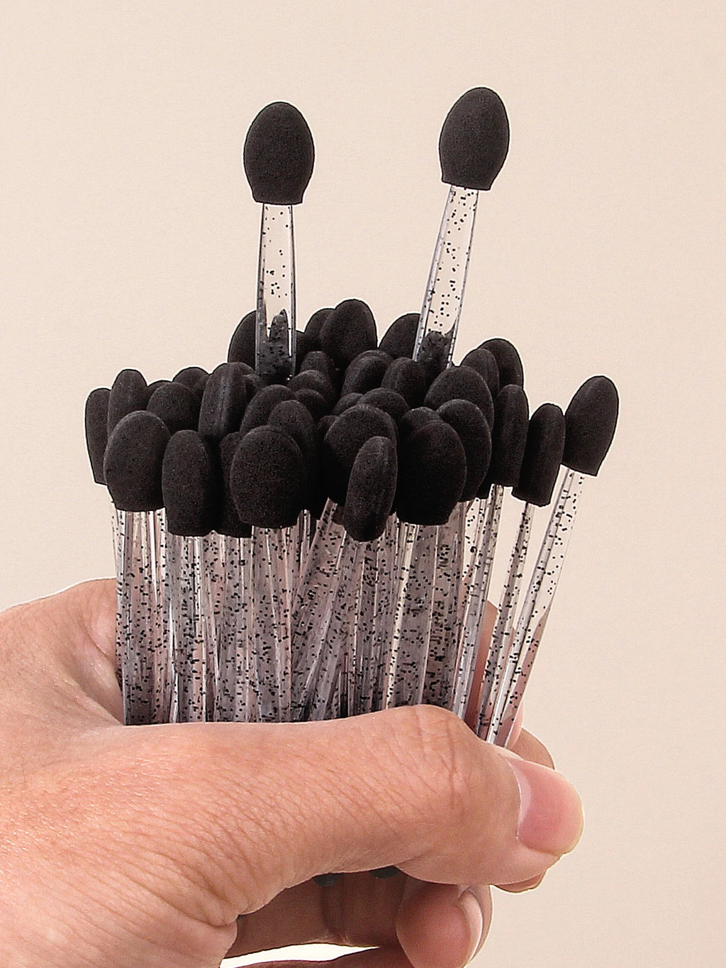 50PCS Double-Headed Sponge Eyeshadow Brush, Multi-Functional Applicator and Smudger +1PCS Transparent Storage Jar Makeup Tool Vue