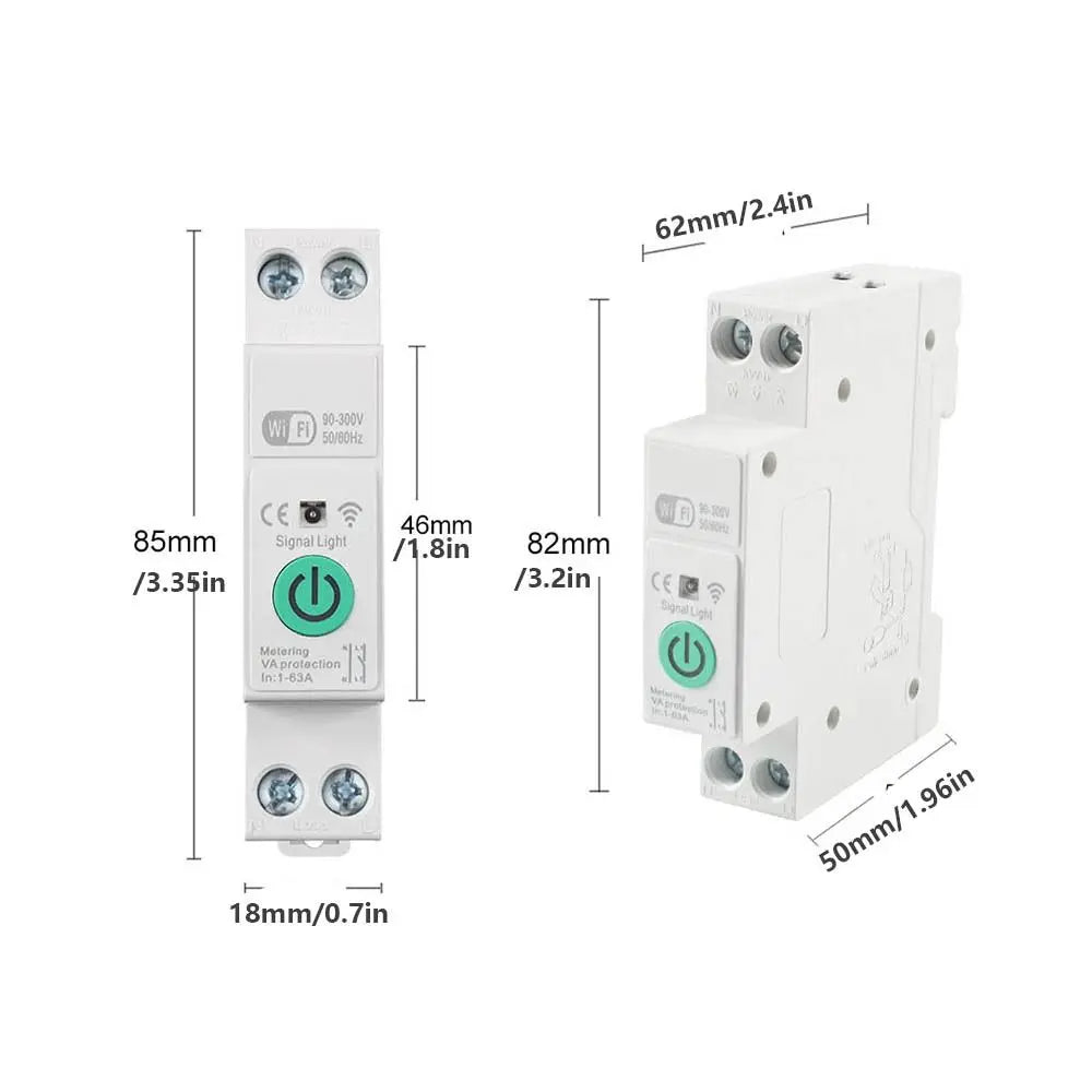 Remote Voice Control Tuya WiFi Smart Circuit Breaker Electricity Statistics Energy Kwh Metering Din Rail Switch Monitoring Vue