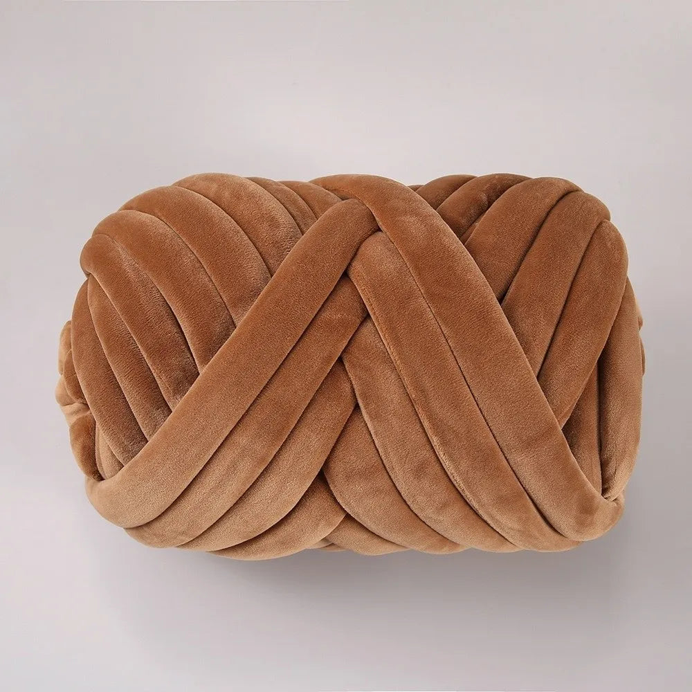 Bulky Diameter 3cm Thick Finger Loop Yarn Velvet 500g/Roll Chunky Yarn Hand Knitting Hand Woven Finger Circle Yarn Carpets Vue Brown