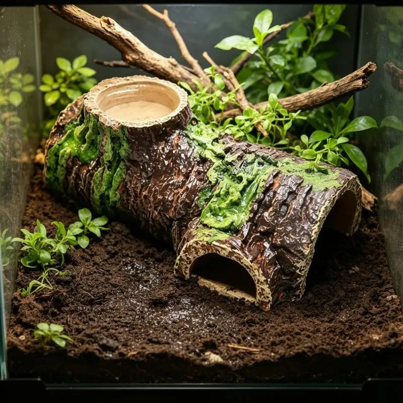 Natural Bark Style Reptile Hideaway Cave Resin Shelter For Lizard Snake Amphibian Hiding Shedding Terrarium Landscape Ornament Vue