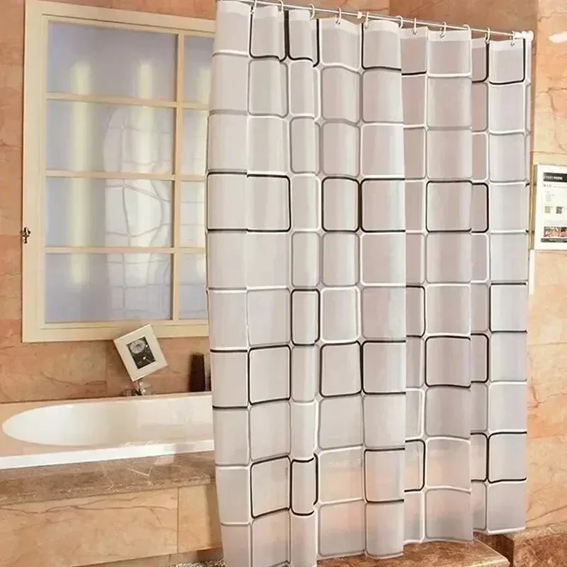 1PCS Bathroom Shower Curtains Waterproof Modern Geometric Plaid Pattern Household Decoration Translucent Good Quality Vue