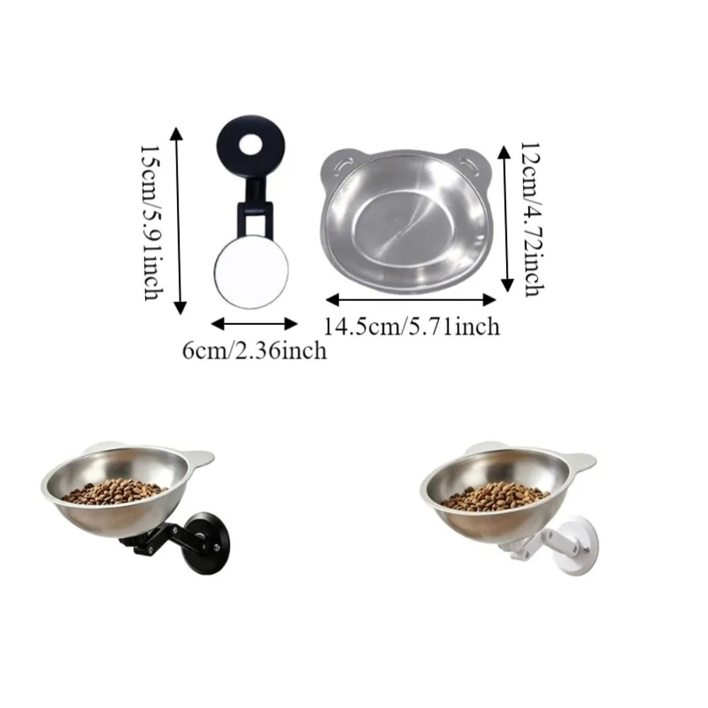 Stainless Steel Magnetic Cat Bowl Space Saving Height Adjustable Dogs Water Bowl No-Drill Leak-Proof Cervical Spine Bowl Kennels Vue