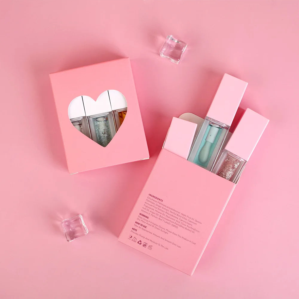 Lip Balm Oil Set Private Label Logo Vegan 3pcs Lipgloss Kit Vendor Changing Color Cosmetics Makeup Moisturizing Lip Tint Vue