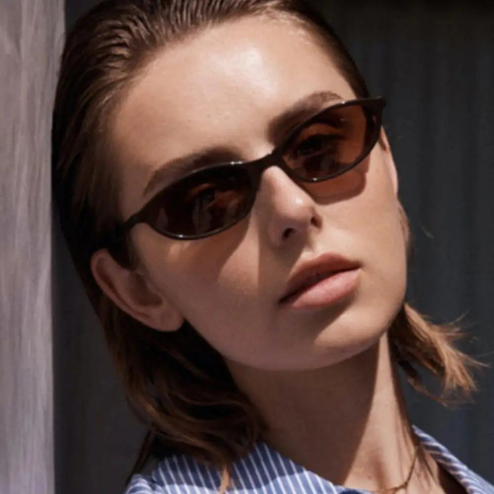 Retro Cat Eye Oval Sunglasses Lightweight Trendy Narrow Shades UV