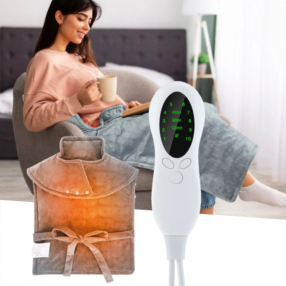 Electric Heating Shawl Pad 10-Gear Temp Control 60×90cm Electric Heating Shawl Vue