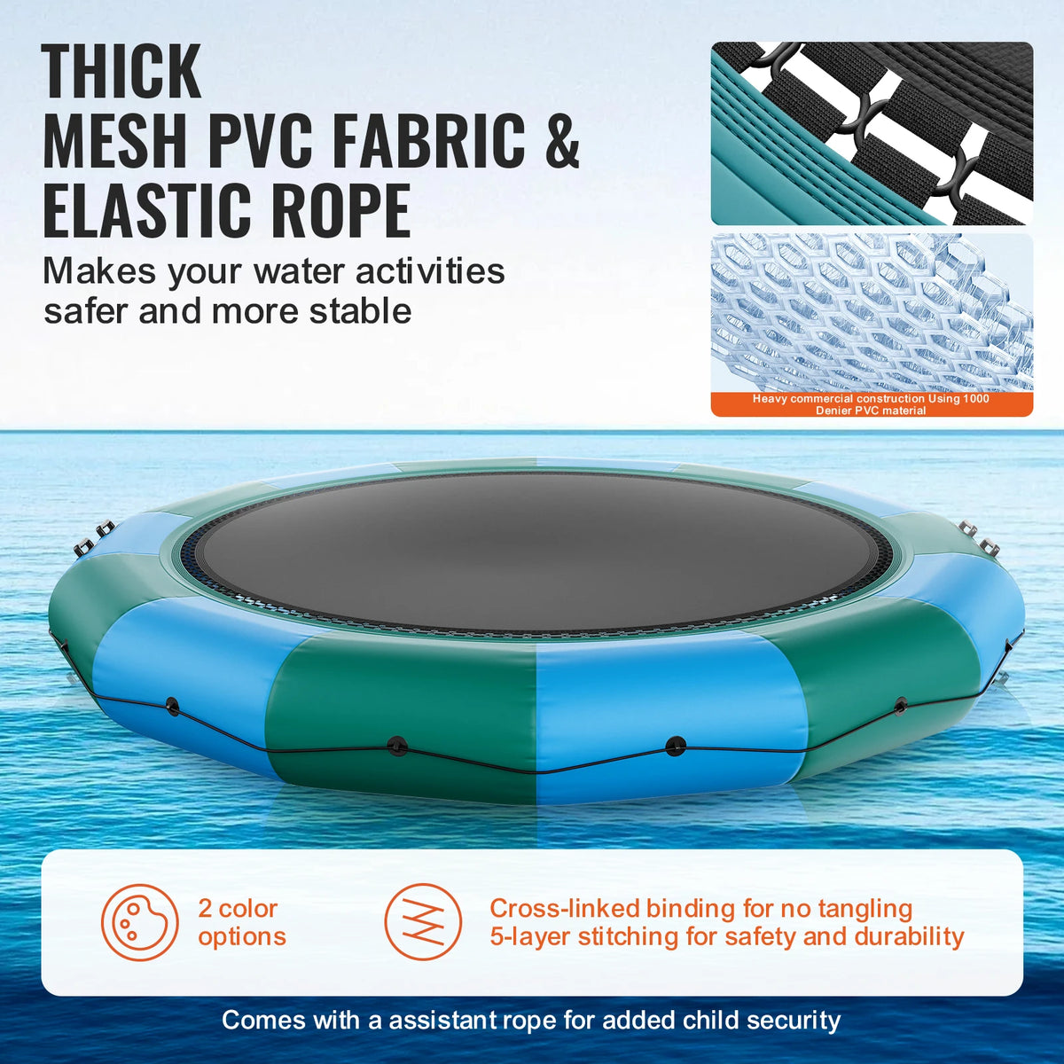 15ft Inflatable Water Trampoline Bounce Platform with Pump & Ladder Inflatable Water Trampoline Vue