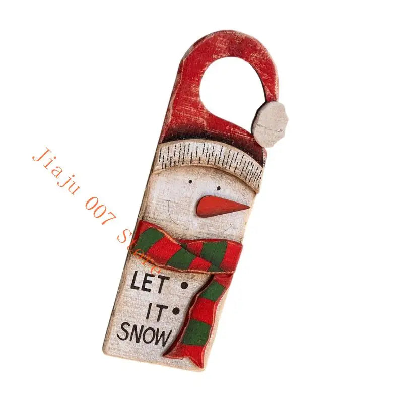Christmas Wooden Door Sign | Santa & Snowman | No-Residue Tape Christmas Door Sign Vue