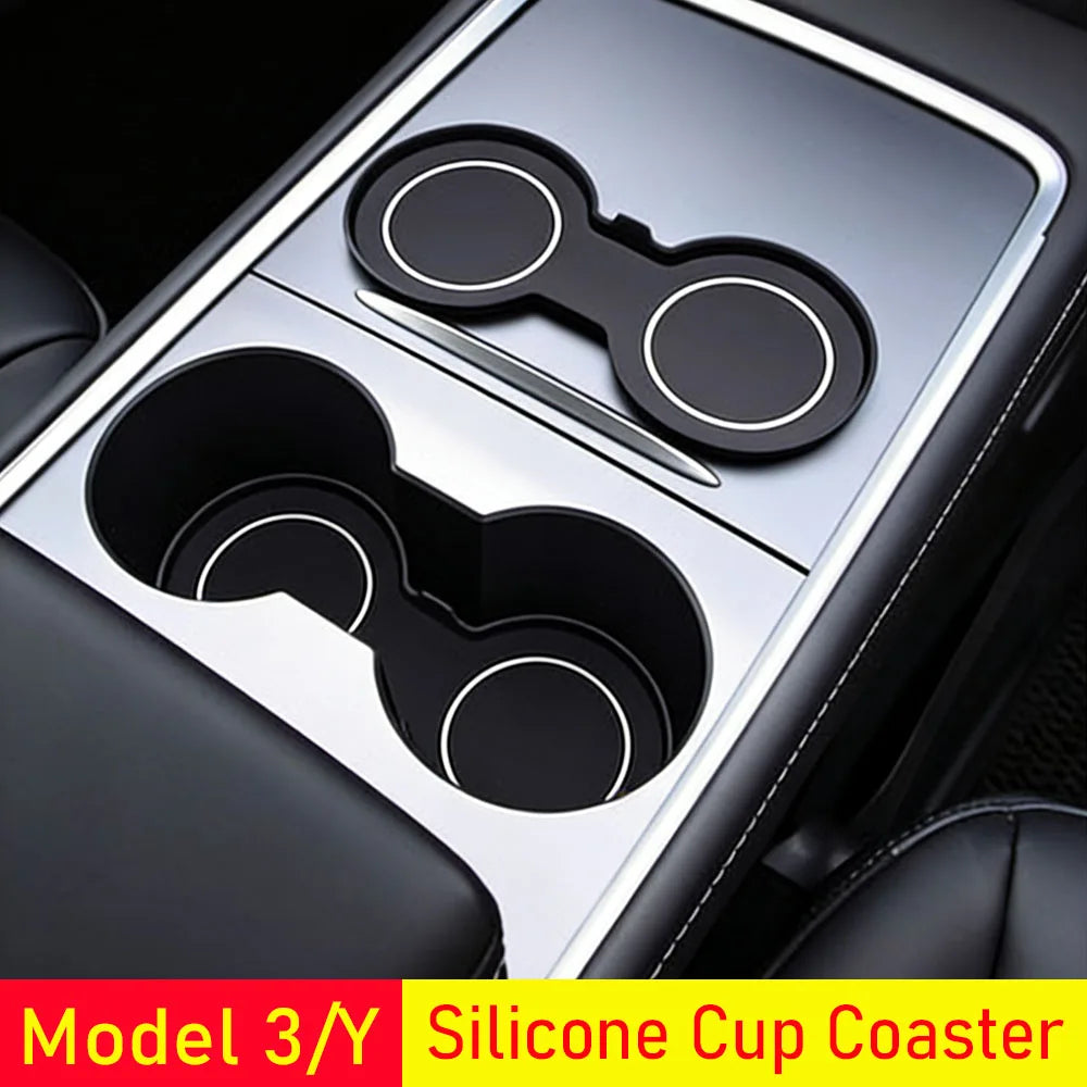 Armrest Cup Holder Coaster for Tesla Model 3 Y Juniper 2025 2026 Center Console Organizer Mat Liner Anti-scratch Pad Accessories Vue
