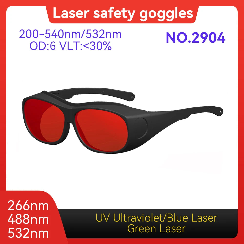 Laser Goggles ANSI Z87.1 Approved OD7+ 800-1100nm Impact-Resistant PA Frame Laser Lenses for High Power Fiber Laser Cutting Vue Model 2904 OD6