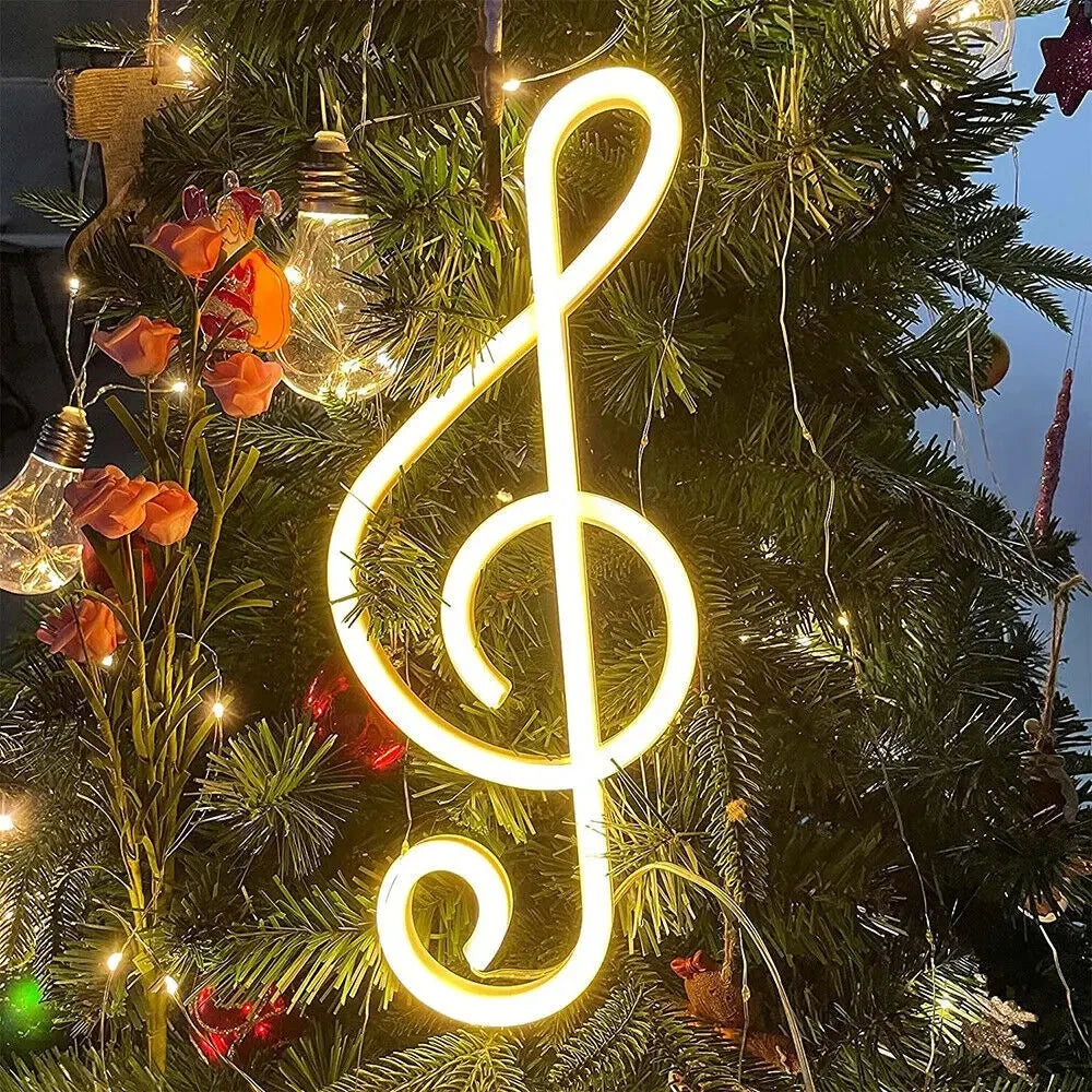 Music Note Guitar LED Neon Light Festival Decoration Luminous Neon Lamp Bedroom Living Room KTV Bar Party Home Decor Lamp Vue staff warm