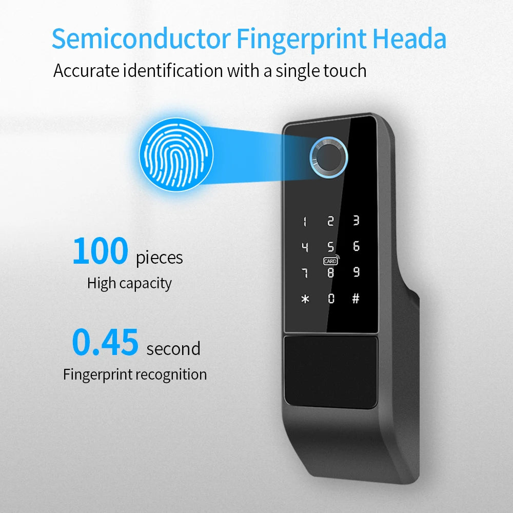 IP65 Waterproof TTLock Fingerprint Smart Door Lock Outdoor Gate Bluetooth Password 13.56MHz IC Card Deadbolt Lock+Mechanical Key Vue