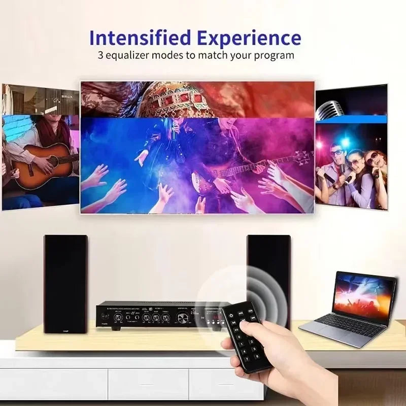 High Power Amplifier AV-369BT 6 Channel Bluetooth 5.1 Sound Speaker AMP Stereo Audio Amplifier Receiver Home Theater Amplifie Vue