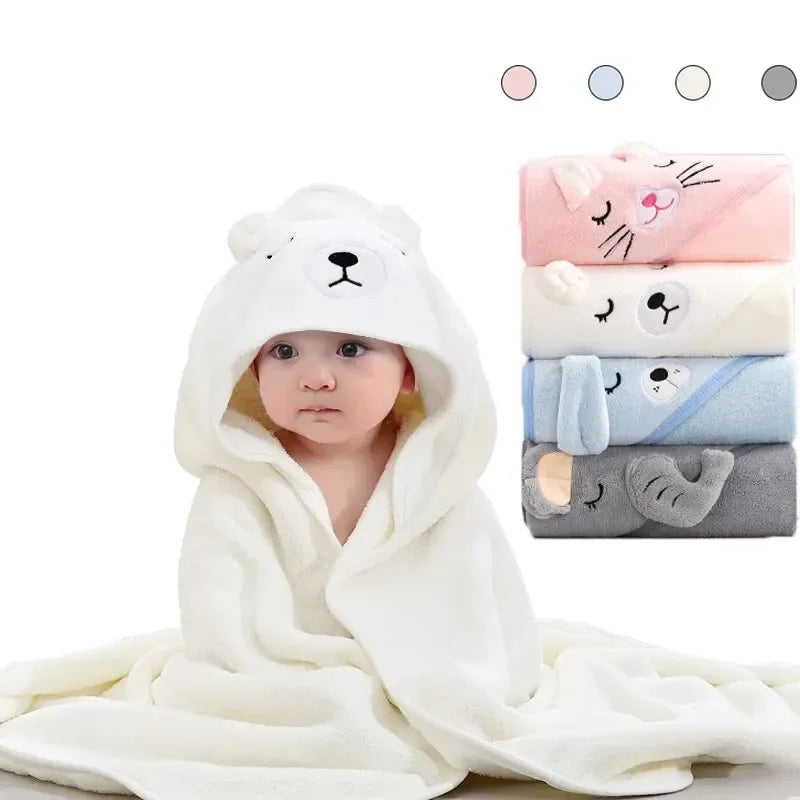 vvocci baby Blankets Swaddle BathrobeToddler Infant Bath Towel With Hood Cartoon Coral Fleece Towel Blanket Newborn Kids Bedding Vue