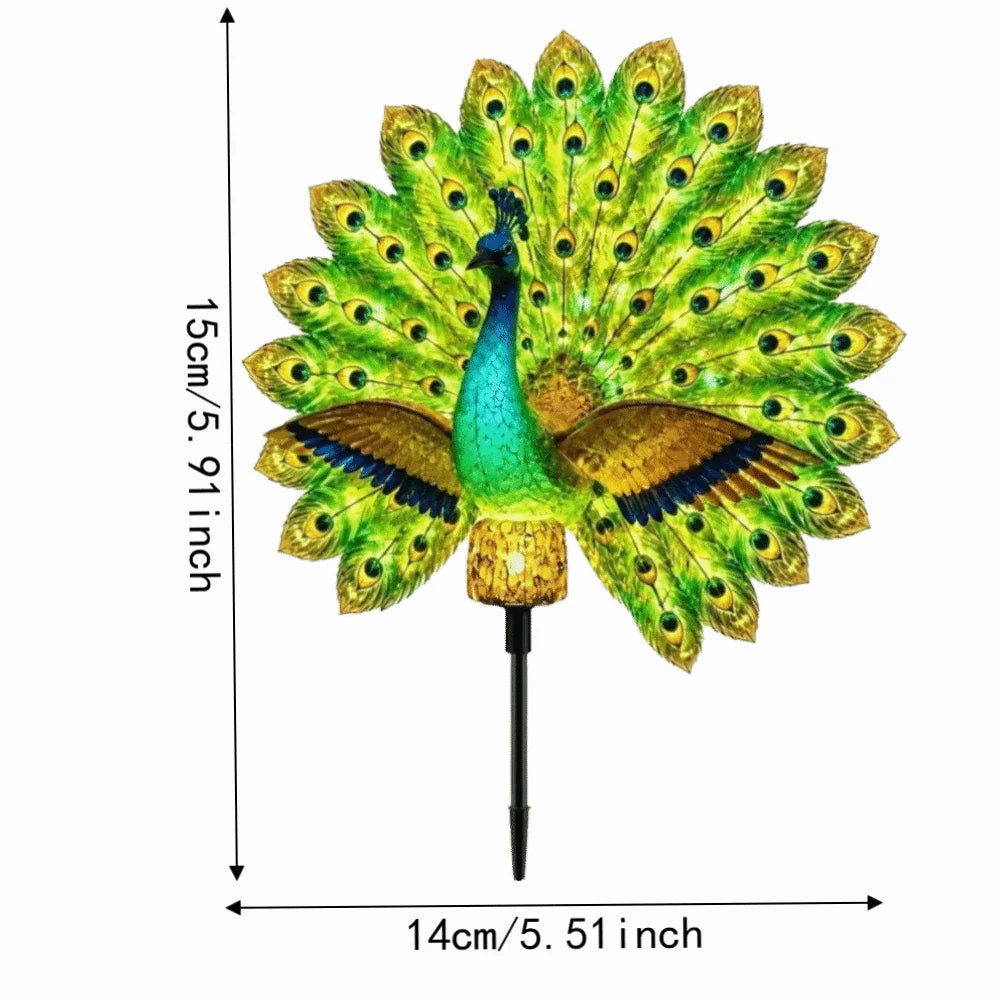 Waterproof Solar Garden Lights Resin Outdoor Statue Peacock Solar Stake Light Energy Saving Landscape LED Lights Vue