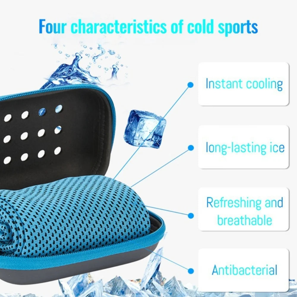 Portable Mini Silica Gel Set Cold Towel Polyester Fiber Outdoor Cooling Towel Fitness sports gym Running quick Dry Cool Towel Vue