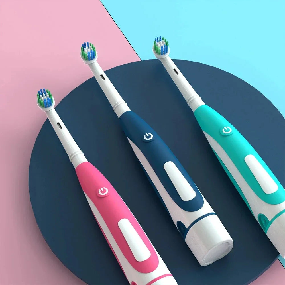 Sonic Electric Toothbrush Rounded 3D Vibrate Teeth Brush Rotation Gum Care Soft Bristle Heads Battery Power Teeth Whitening Vue