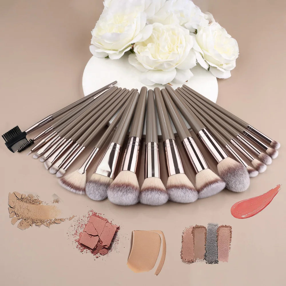 Brown Makeup Brushes 1-32pcs Set Portable Soft Makeup Tool Premium Synthetic Foundation Concealers Eyeshadows Brush Daily Makeup Vue