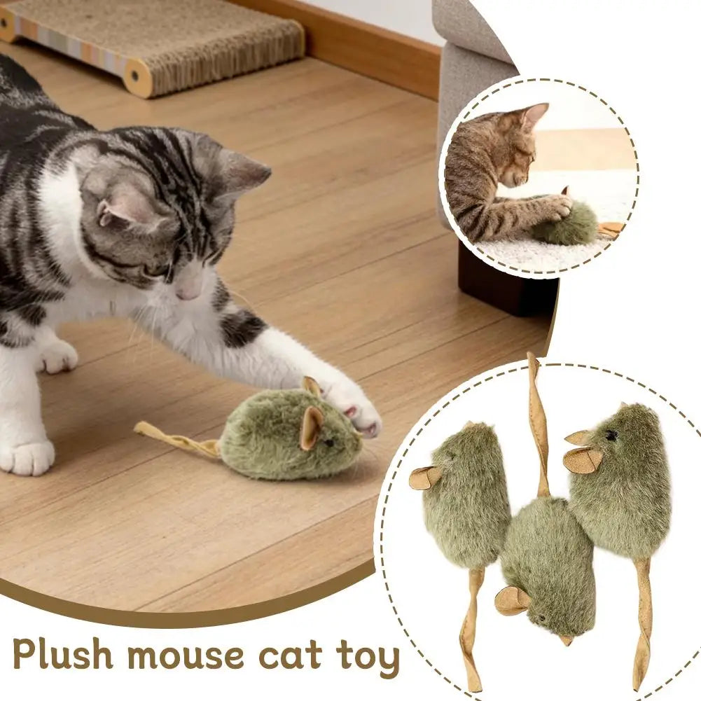3pcs Interactive Cat Toys Stress Relief Engaging Sounding Mouse Toys Realistic Plush Pet Teaser Plush Toys Best Seller For Cats Vue