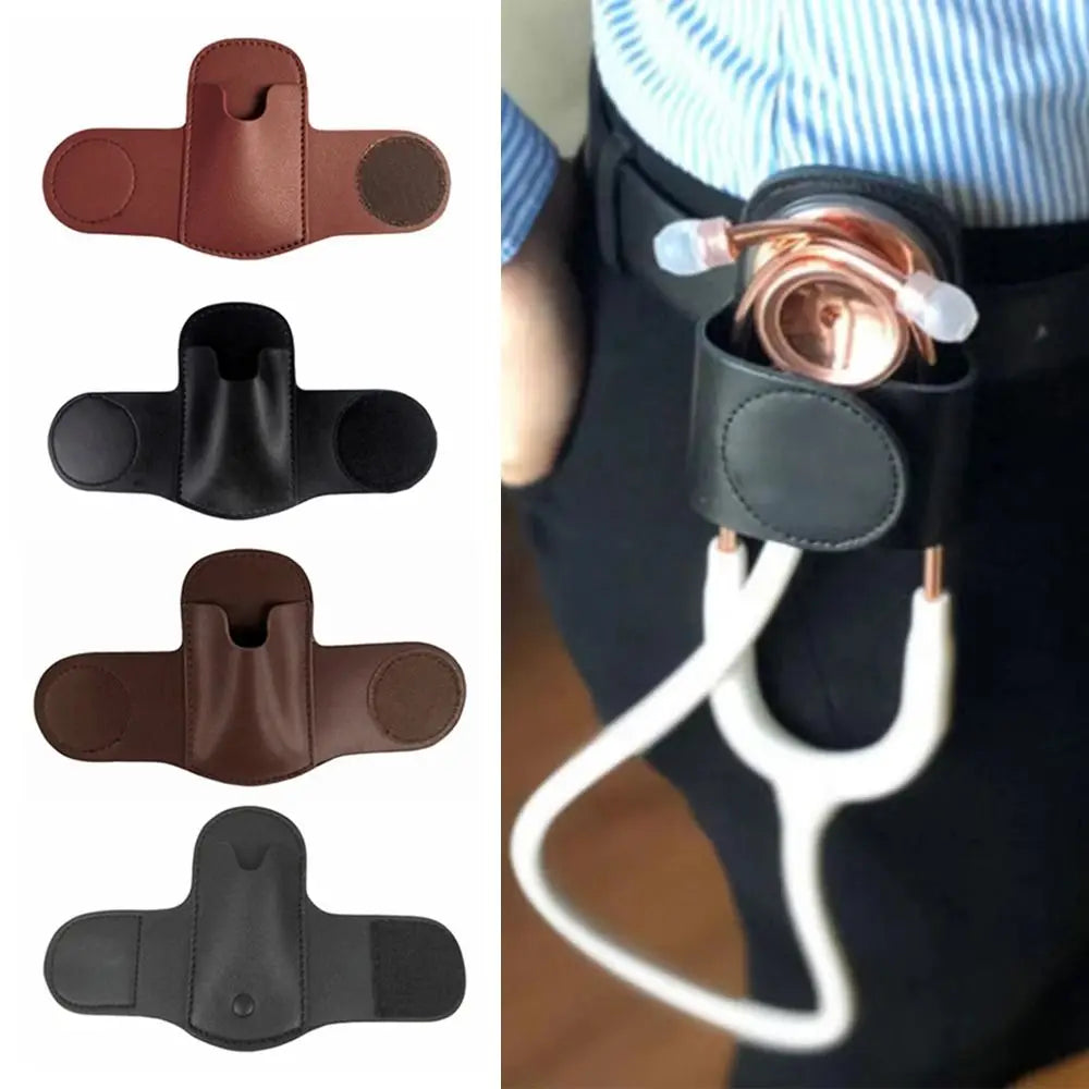 Hook Loop Closure Stethoscope Holder Clip Durable Magnetic Holder Stethoscope Holder PU Leather Compact Stethoscope Storage Bag Vue