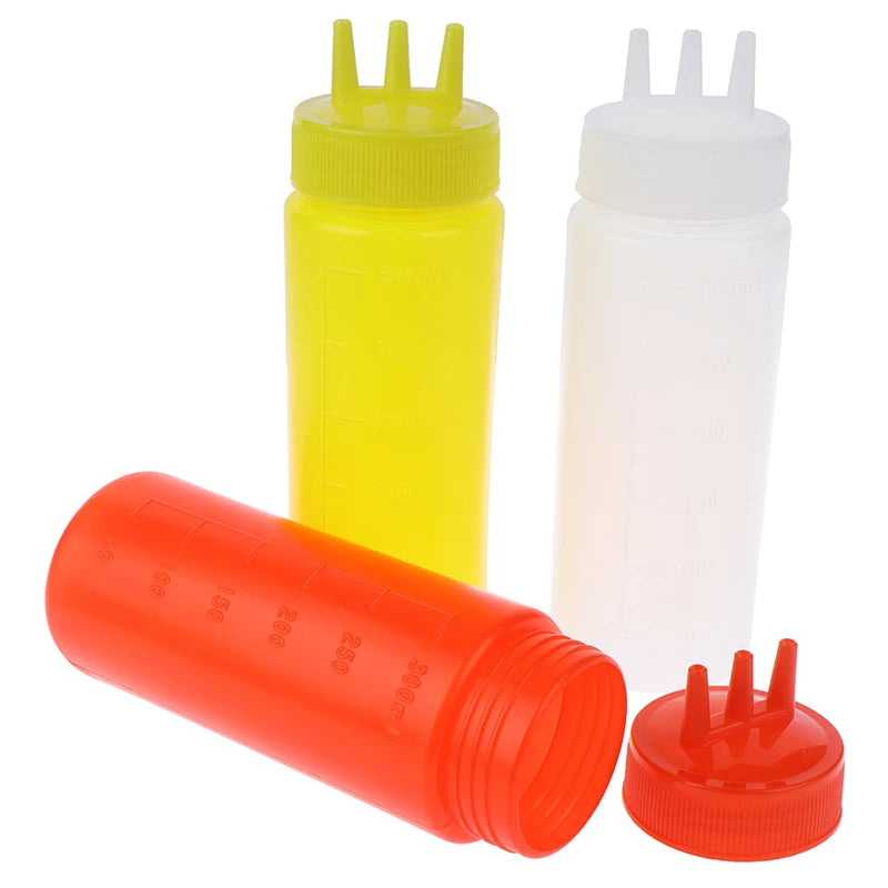 3 Hole Squeeze Bottle Sauce Vinegar Oil Ketchup Gravy Cruet Condiment Dispenser Vue