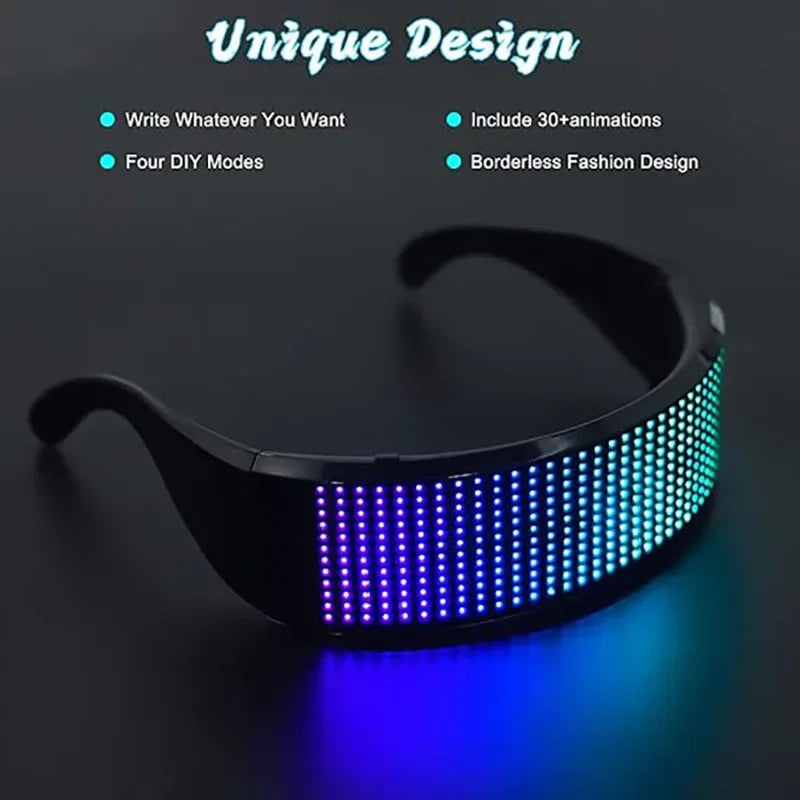 LED Glasses Bluetooth Application Programmable Display Screen RGB Light, Suitable for Gatherings, Parties, Christmas Holidays Vue