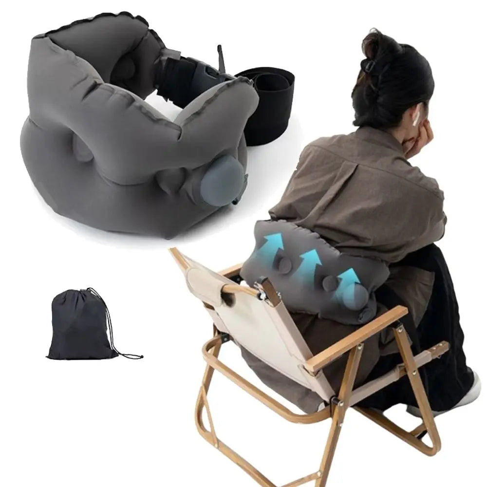 Portable Inflatable Lumbar Pillow with Storage Bag Comfortable Lumbar Support Cushion Breathable Press Self-Inflation Vue