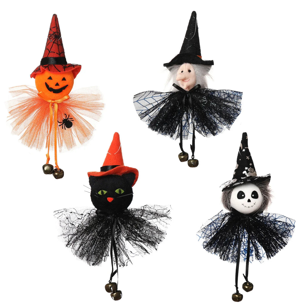 1-10PCS Halloween Witch Cat Pumpkin Ghost Hanging Pendant Scary Decor for Party Bar Haunted House Ornament Set Vue
