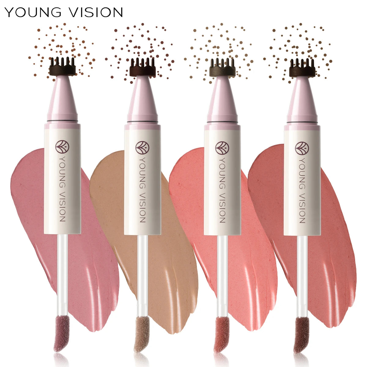 YOUNG VISION 4-color double head seal freckle powder blusher makeup pen matte durable liquid powder blusher Vue