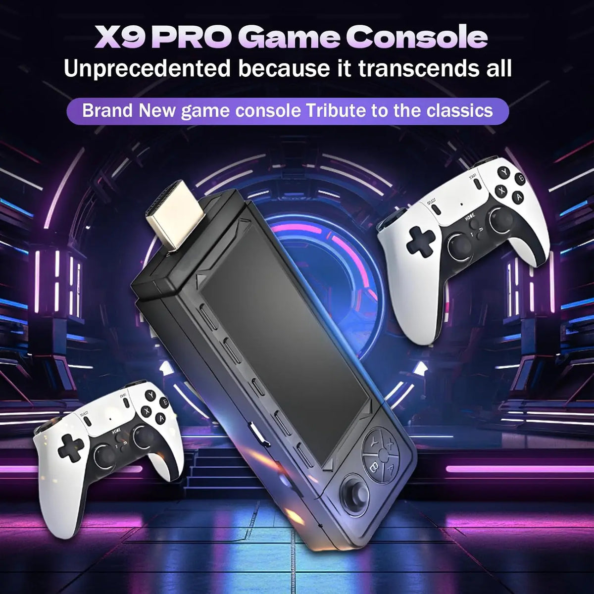 X9 Pro Retro Game Stick 4K,Preloaded Game Console 37000+ Classic Games 45+ Simulators,2.4G Wireless Controllers, Retro TV Games Vue