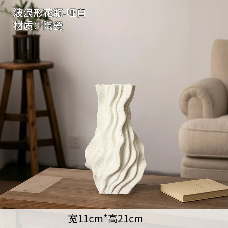 Ceramic Minimalist Flower Vase Luxury Wabi Sabi Design For Entryway Living Room TV Console Centerpiece Home Decor For Women Gift Vue A1