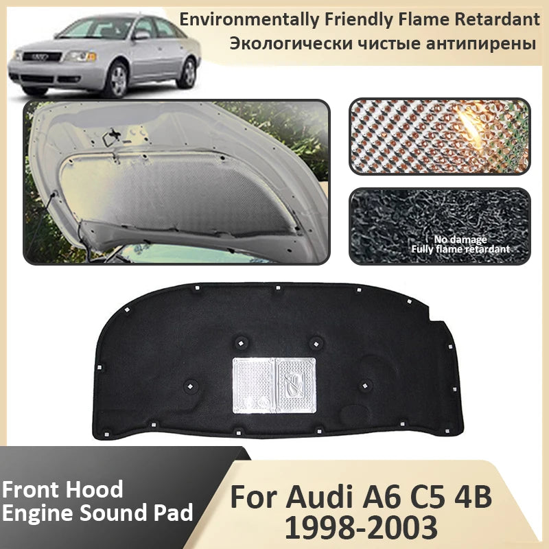 Front Hood Engine For Audi A6 C5 4B 19981999 2000 2001 2002 2003 Flame Retardant Insulation Pad Soundproof Mat Car Accessories Vue