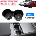 For Tesla Model Y Juniper 2025 Model 3 Highland Water Cup Holder Insert Center Console Organizer TPE Storage Box Car Accessories Vue Cup Holder TYPE-1