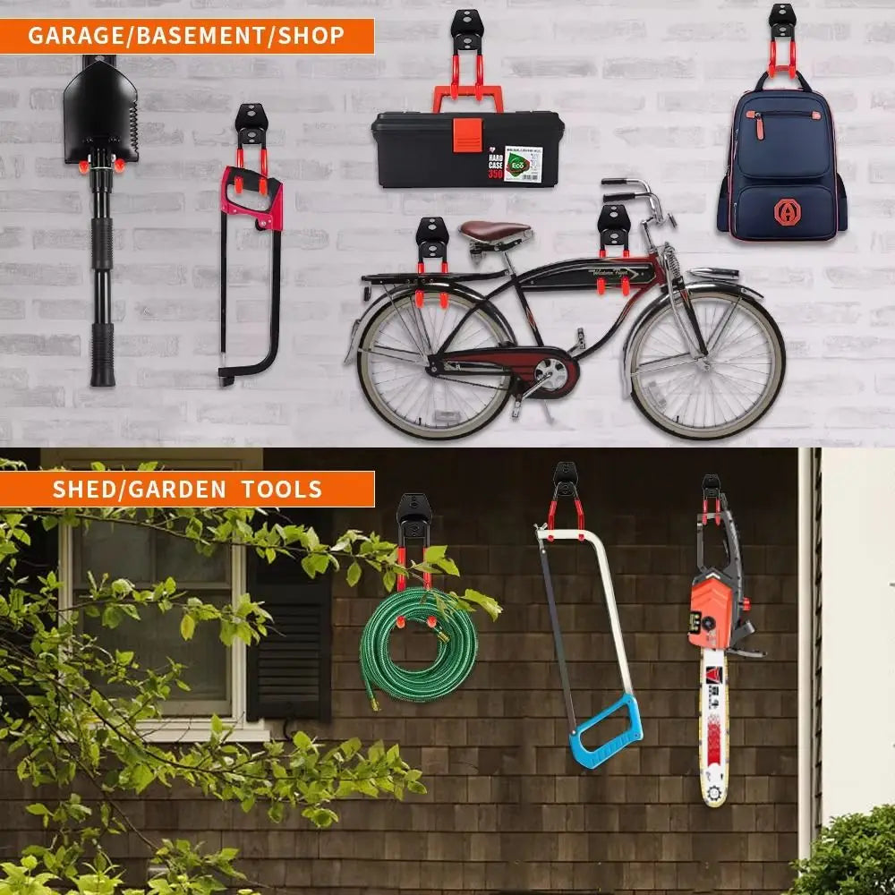 Hanger Hooks Heavy Duty Bike Wall Mount Solid Steel Anti-Slip Coating Garage Hook U Hooks Metal Wall Mount Hanger Garage Storage Vue