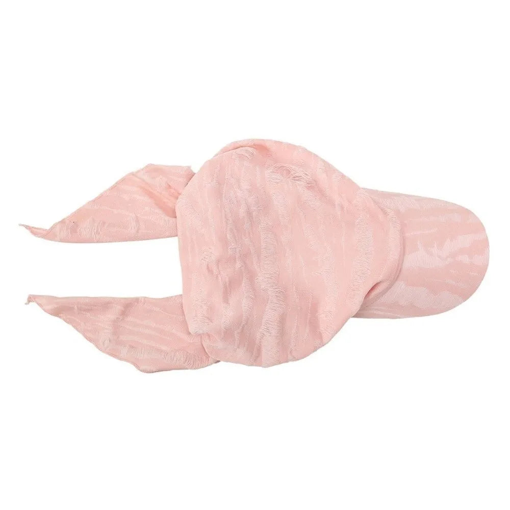 Solid Turban Hat Curved Brim Stretch Fabric Pre-tied Headscarf