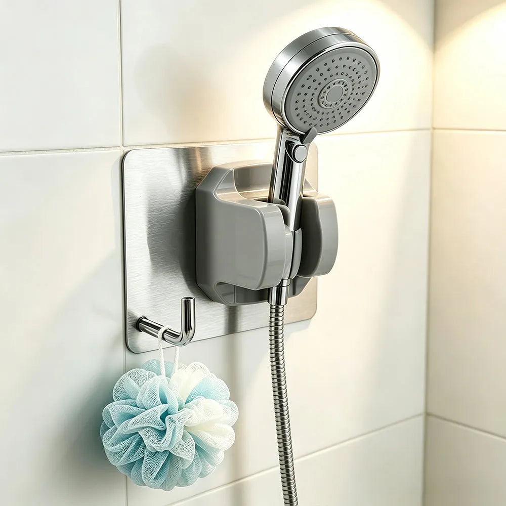 Wall Mounted Shower Head Holder Universal Adjustable Showerhead Bracket Self Adhesive Waterproof Bathroom Shower Bracket Vue