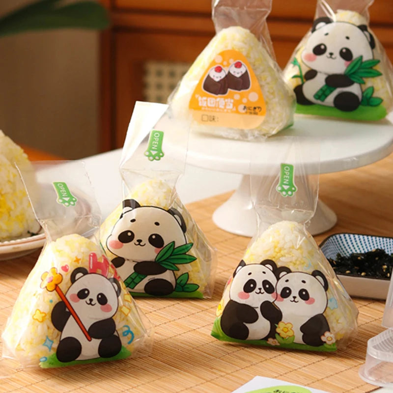 50Pcs Lovely Cartoon Panda Packaging Bag Nori Onigiri Sushi Bag For Triangle Rice Ball Sushi Making Mold Bento Accessories Vue