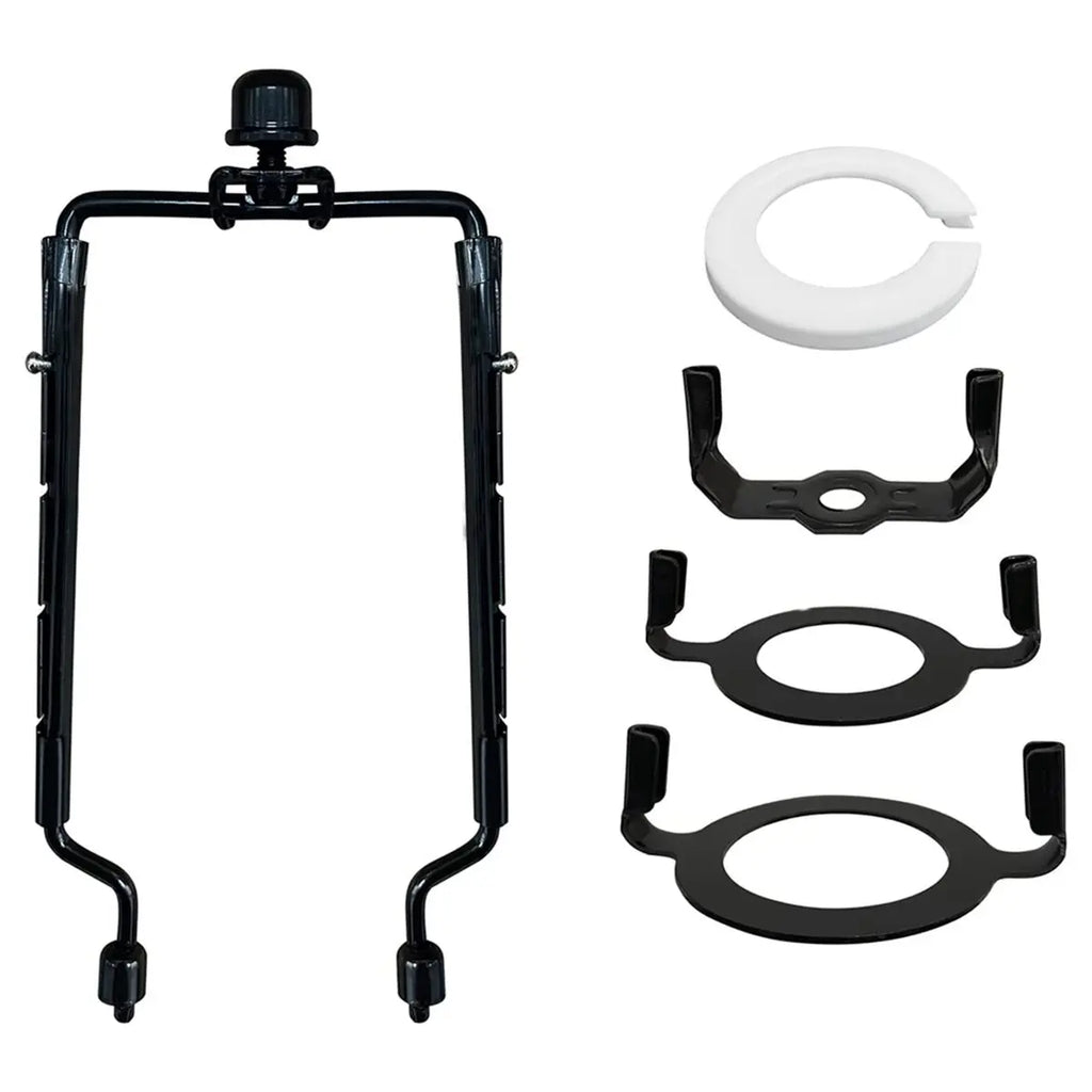 ABKW-3Pcs 7Inch Lamp Shade Harp Holder Adjustable Lamp Harp Kit E14,E26,E27 Light Base Adapter Black Horn Frame Vue