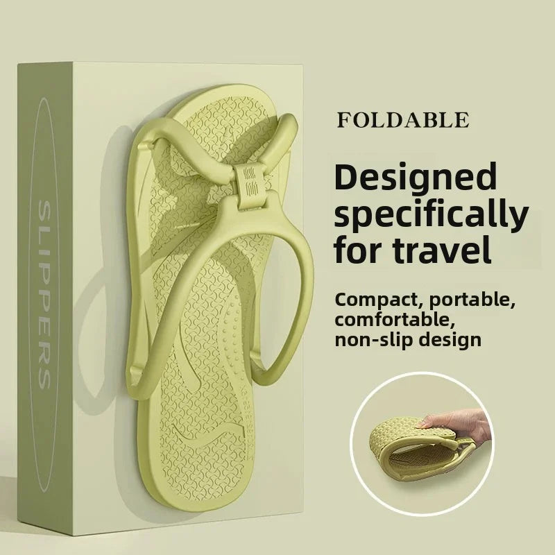 Foldable Travel Slippers Unisex EVA Flip Flops Hotel Non Slip Bathroom Indoor Outdoor Portable Lightweight Comfortable Vue light green 41-42